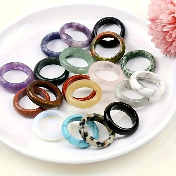 1pc Size 10 Exquisite Natural Stone Ring - Multicolor Crystal Gemstone Jewelry - Picture 9 of 10